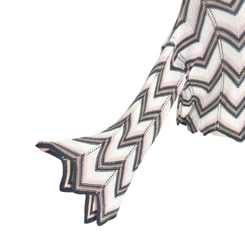 Audrey Parks | Women | Chevron Cropped Pointelle Crochet Knit Sweater | large